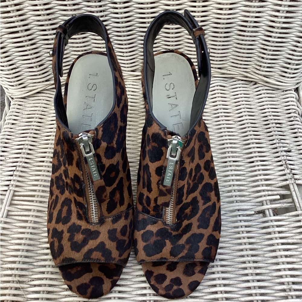 1. State brand Black/Brown Cheetah Print Suede